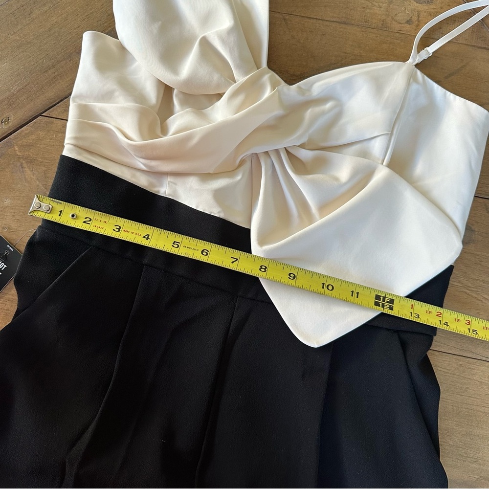 Express Statement Bow Color Block Straight Leg Jumpsuit Cocktail Party Pockets S - Picture 4 of 10